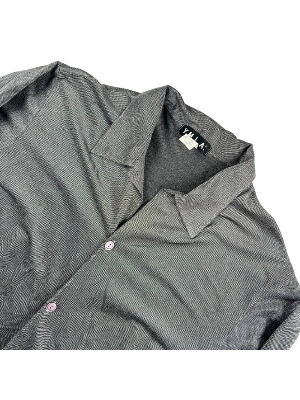 YMLA Men’s Shiny Metallic Button-Down Club Shirt Gray • USA • Large